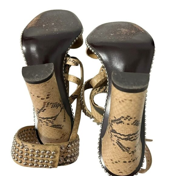 Salvatore Ferragamo Python Snakeprint Sandals Size 10 Bead Details Ankle… - Picture 6 of 13